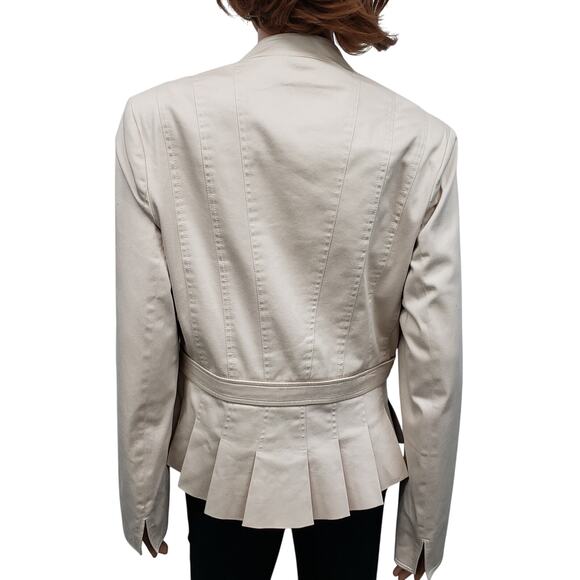 Reiss Poppy Blazer Jacket Size M/L Peplum Pleated Fitted Inverted Notch Collar - Picture 11 of 16